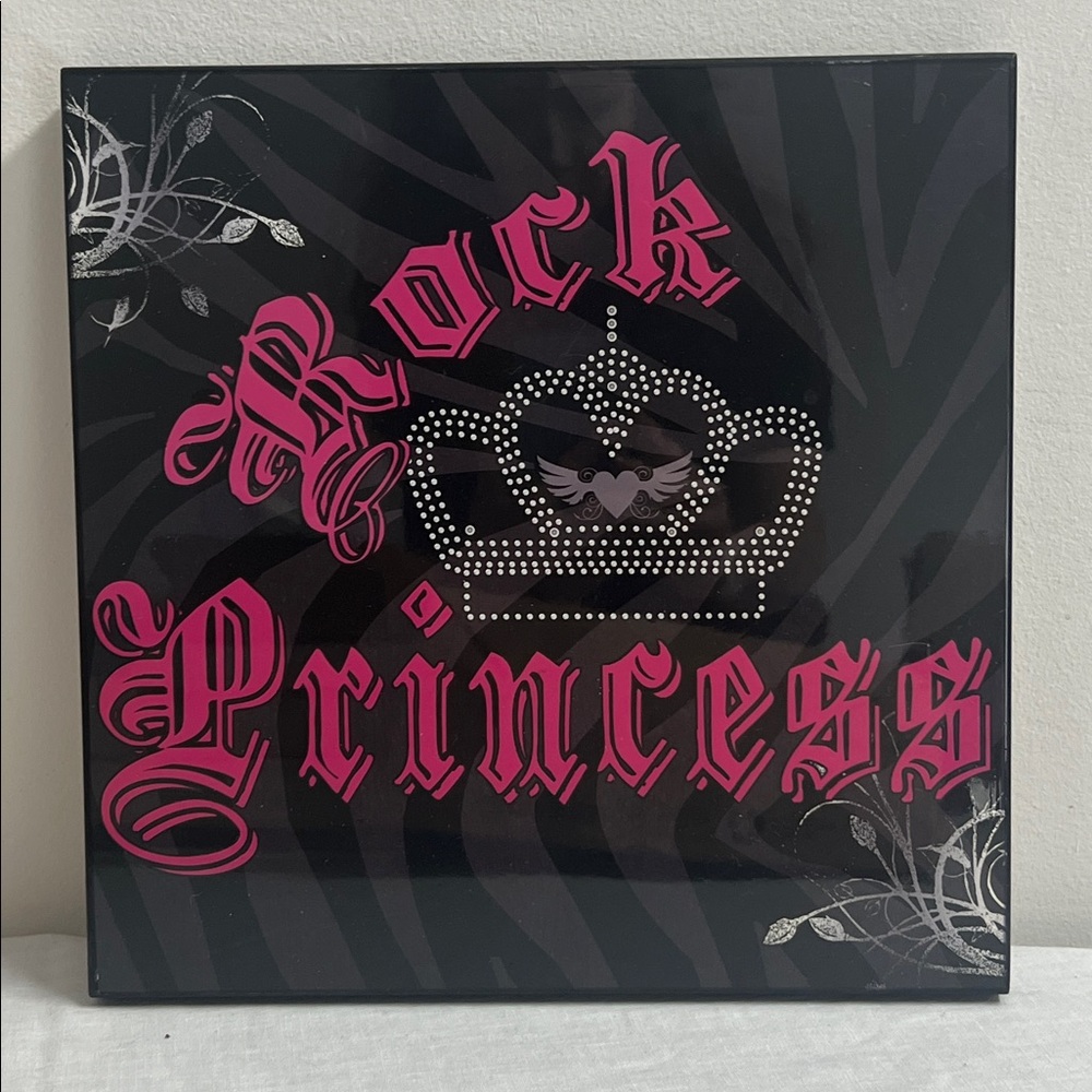 🌞 Rock Princess Canvas Wall Art Decor - Black & Barbiecore Pink 12” x 12”